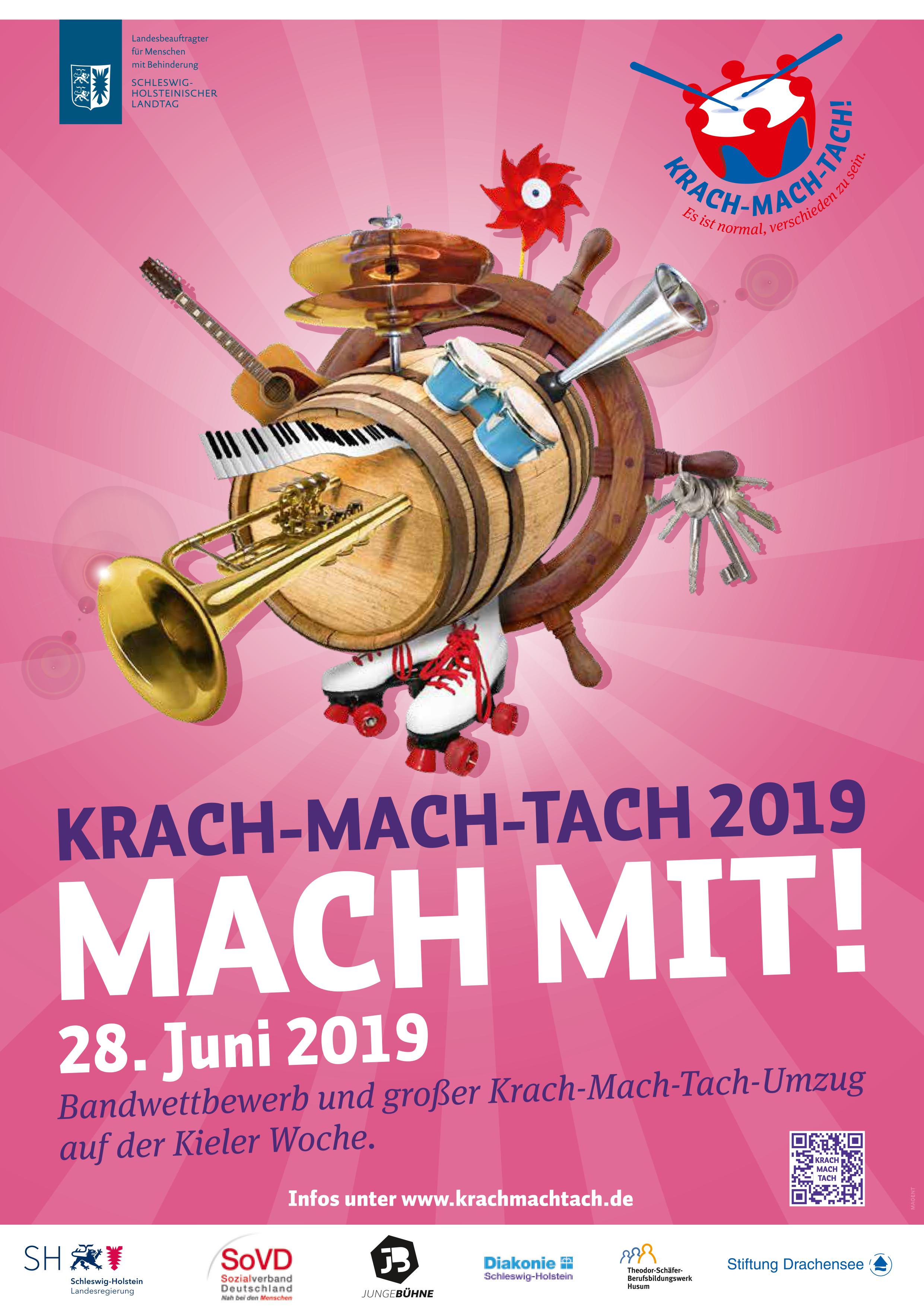 [Translate to Leichte Sprache:] Plakat Krach-Mach-Tach 2019